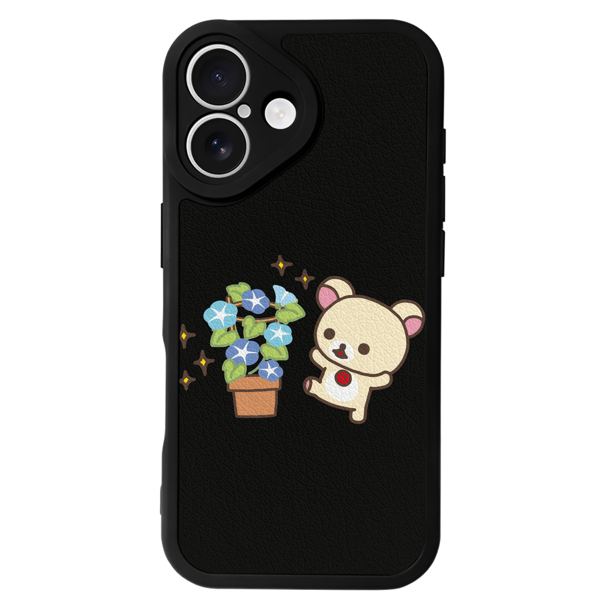 （画像用） リラックマ リラックマ キイロイトリ Rilakkuma Korilakkuma Kiiroitori 【iPhone 16シリーズ対応】シリコンスマホケース（レザー調） 材質：シリコン